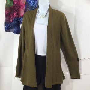 Eileen Fisher Heather green open front cardigan S